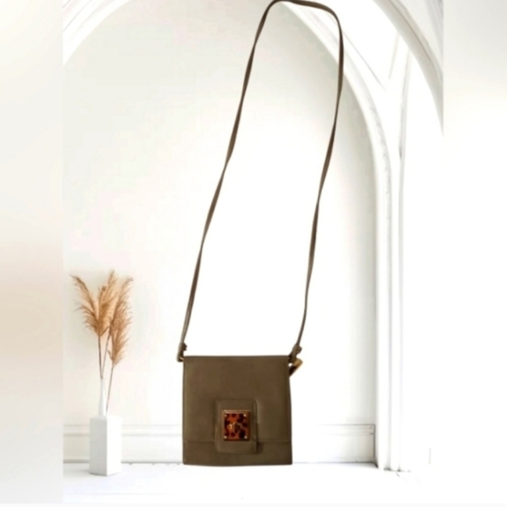 Liz Claiborne Mini Gray Leopard Crossbody Gold Hardware - Picture 13 of 13